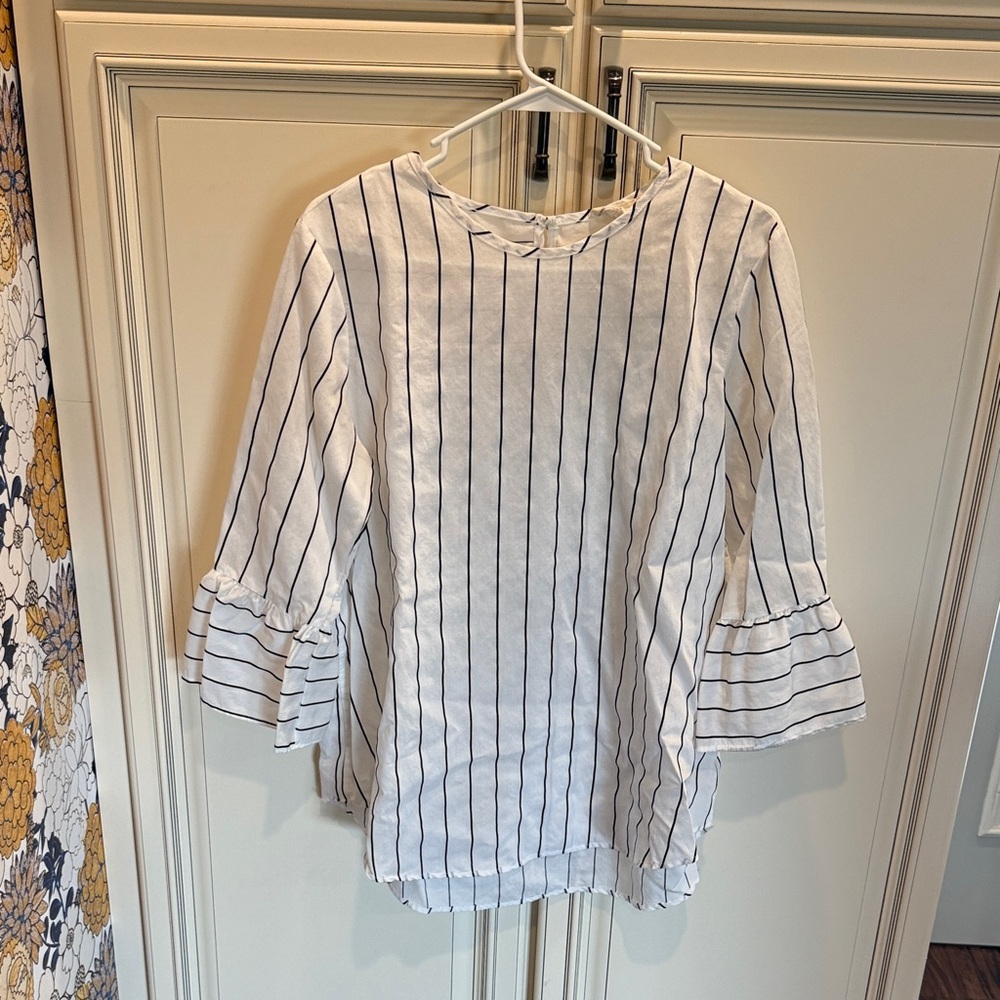 Striped White and Black Blouse